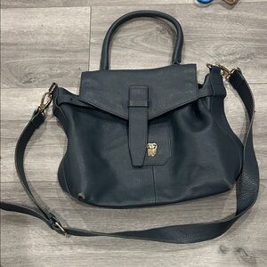 Large Carriage Company Blue Navy Leather Satchel